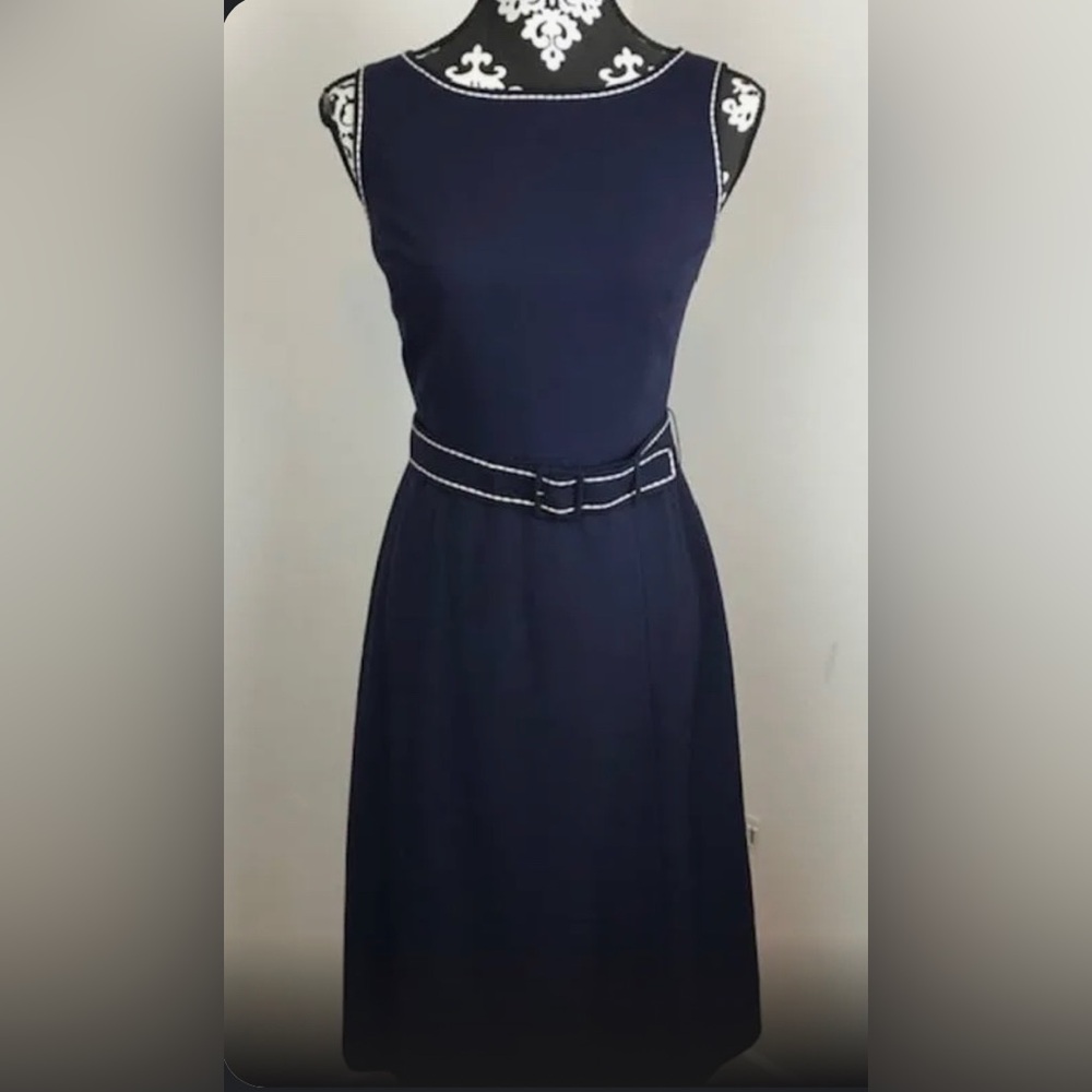 Loft Ann Taylor Loft Boatneck A-Line Belted Midi Dress